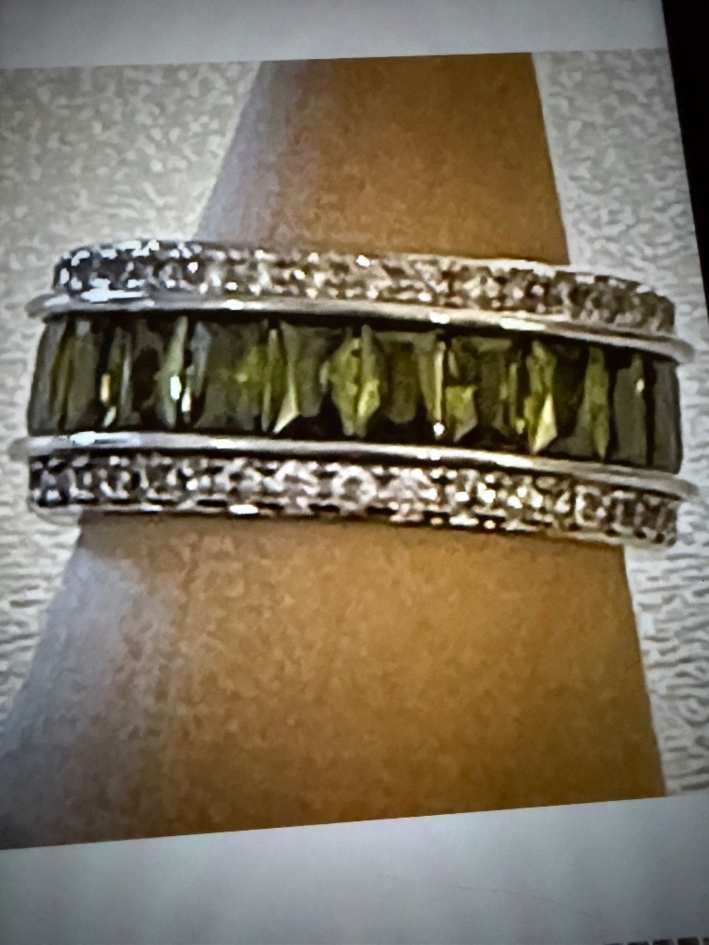 Channel Set Swarovski Crystal Eternity Band Ring: 18kt White Gold/Sterling